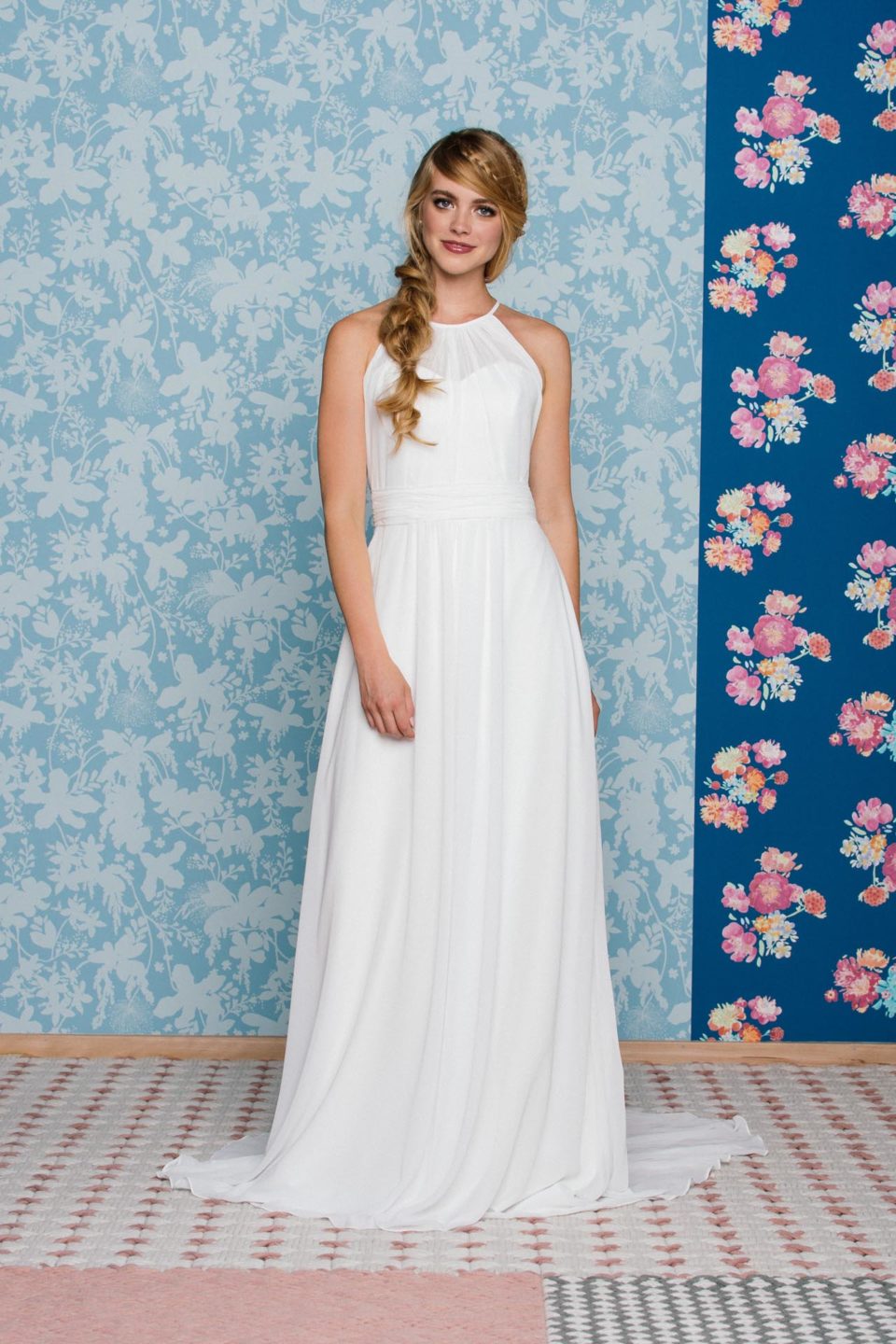 Hochzeitskleid Brautkleid schlicht Kleid Braut mit od ohne Schleppe ivory BC533 
