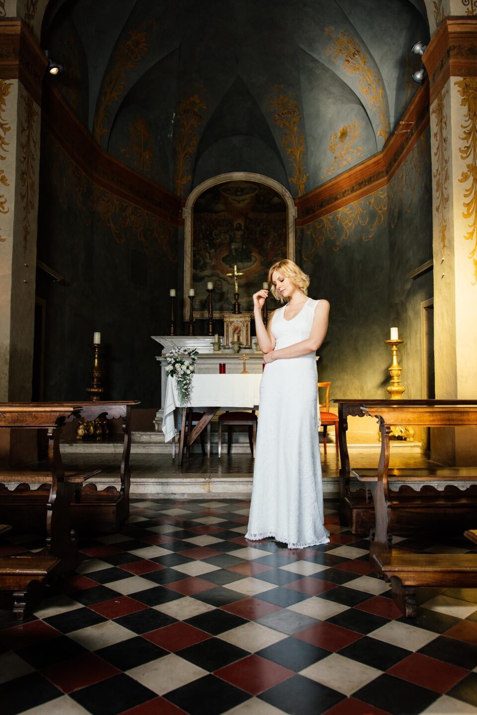 Brautkleid mit V-Ausshnitt