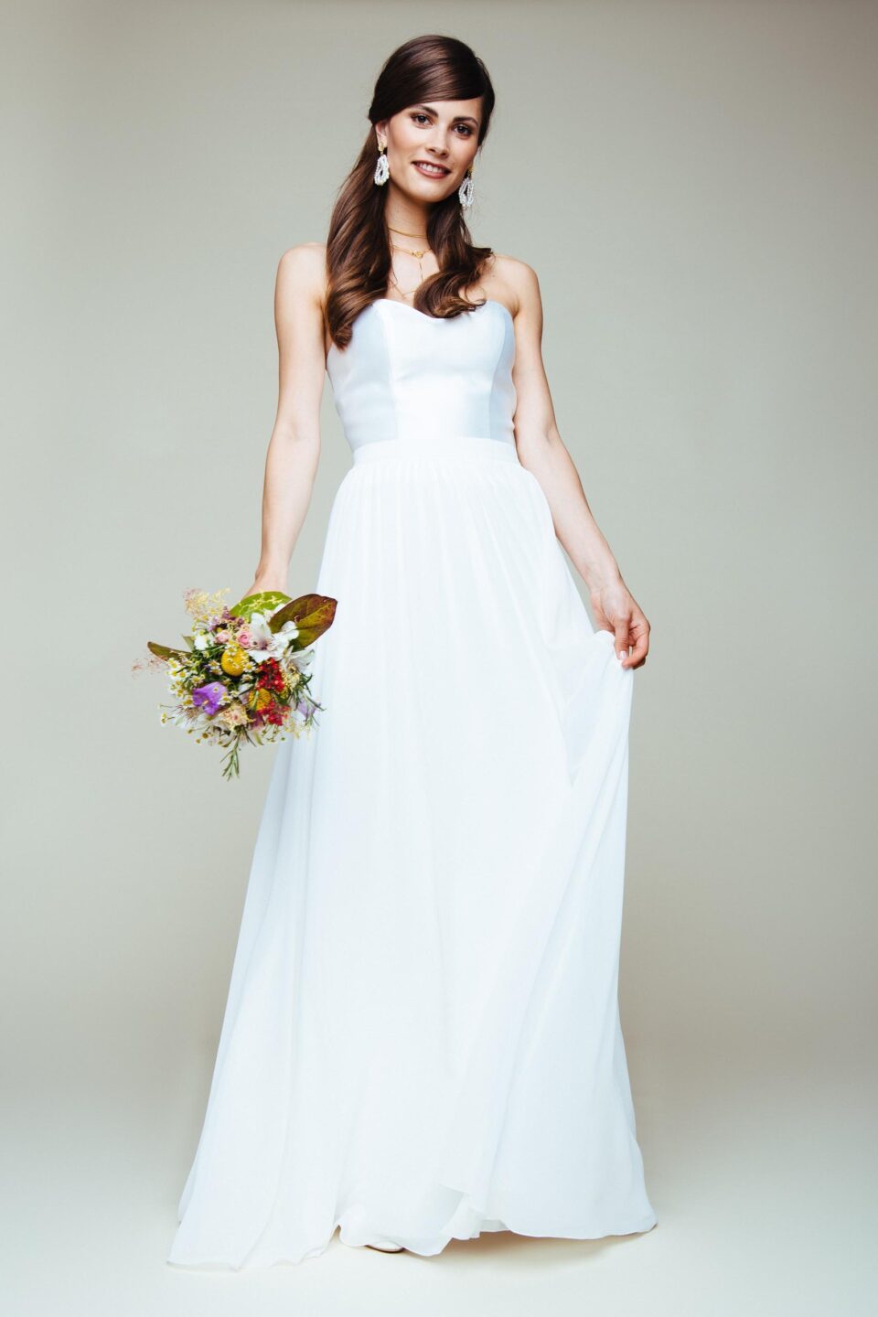 Chiffon-Rock zur Hochzeit mit Satin Brautcorsage