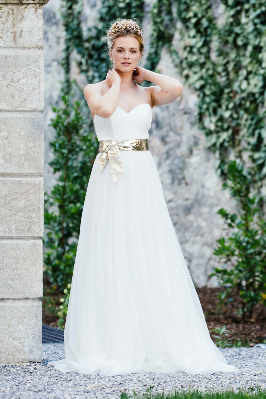 Modernes Brautkleid ohne Träger mit Herzcorsage & Soft-Tüll-Rock – Sweetheart