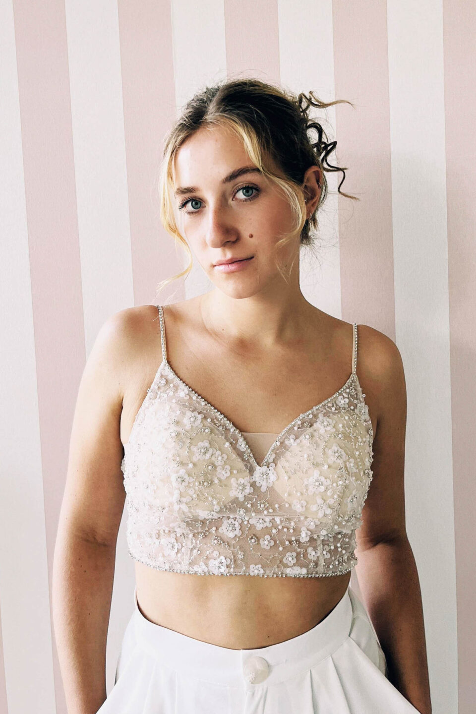 Glitzer Brauttop bauchfrei