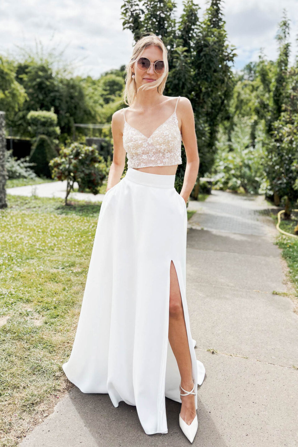 Brautrock mit Schlitz & Taschen